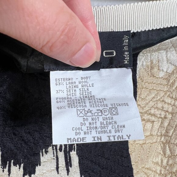 Etro Silk Wool Skirt Size IT 44 US 8 Black Ivory Abstract Print Career Work - Picture 5 of 5